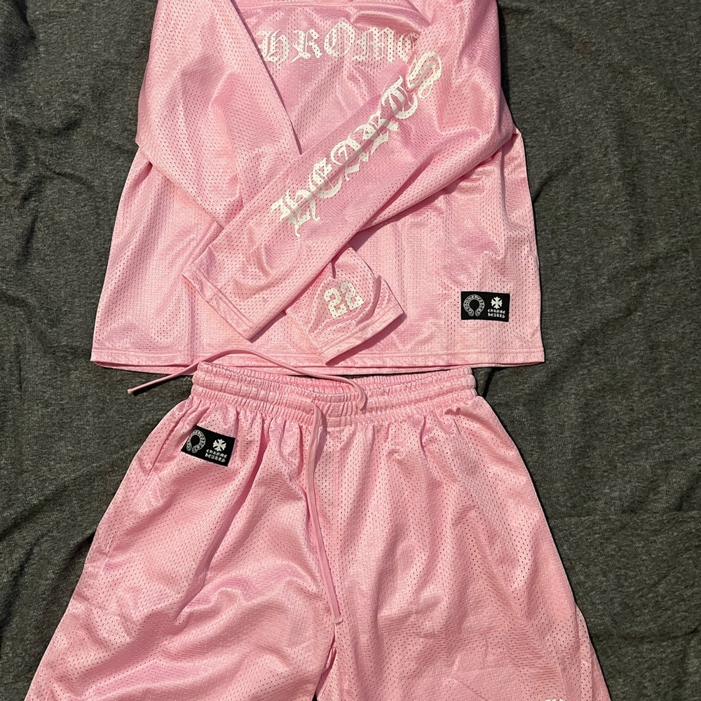 Authentic Chrome Hearts Pink Mesh Jersey Set